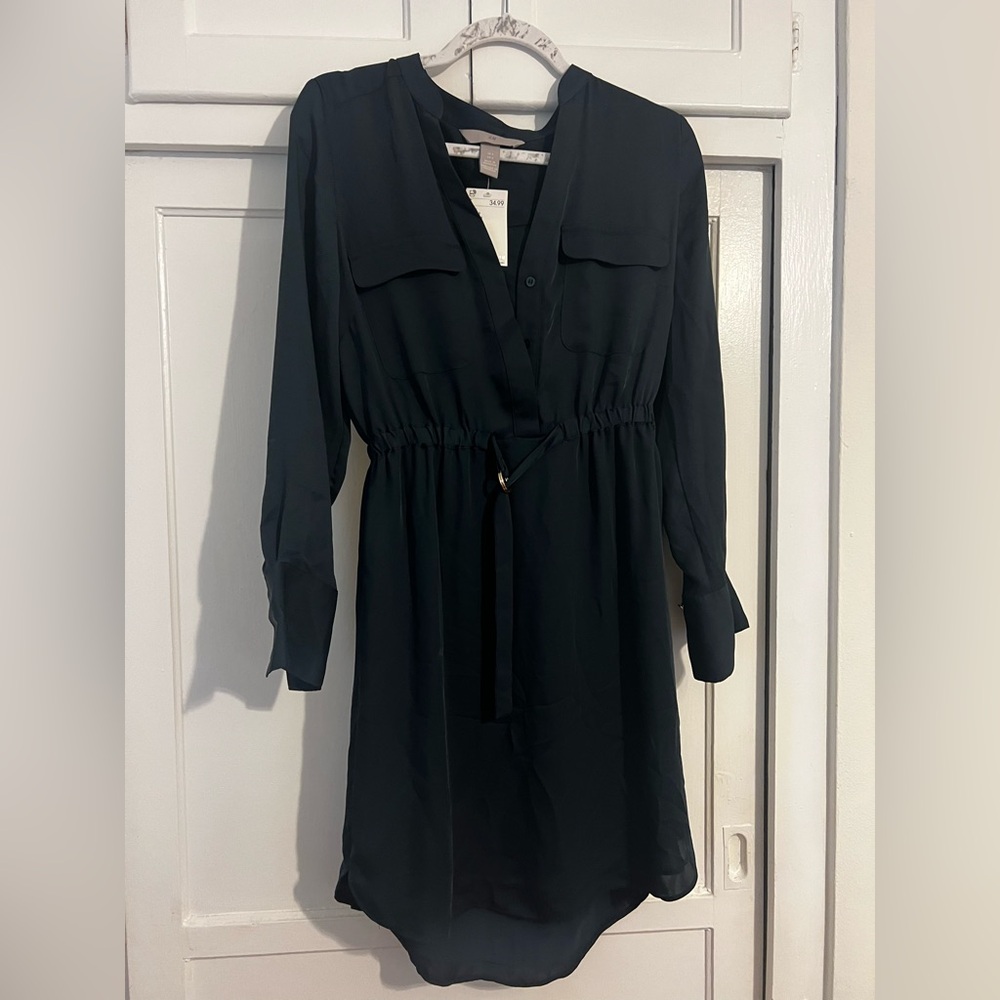 H&M Dark Blue Long Sleeve Dress